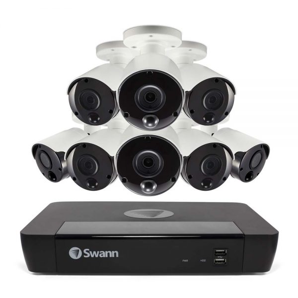 SWNVK-875808 Swann 8 Channel Security System: 5MP Super HD NVR-8580 with 2TB HDD & 8 x 4 x 5MP Thermal Sensing Bullet Cameras NHD-865MSB