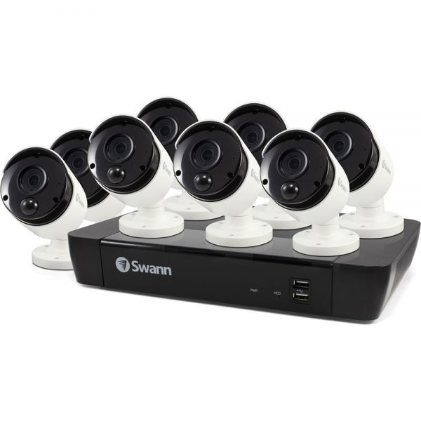 SWNVK-885808 Swann 8 Channel Security System: 4K Ultra HD NVR-8580 with 2TB HDD & 8 x 4K Thermal Sensing Bullet Cameras NHD-885MSB